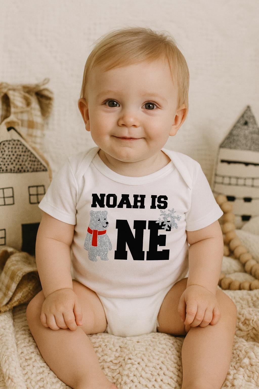 Custom Polar Bear Birthday Shirt, Winter First Birthday Tee, Gift for Boys, Baby Shower