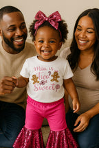 Sparkly Two Sweet, 2nd Birthday, Christmas Theme, Gingerbread Girl Shirt, Sparkle Bellbottoms, Matching Hairbow