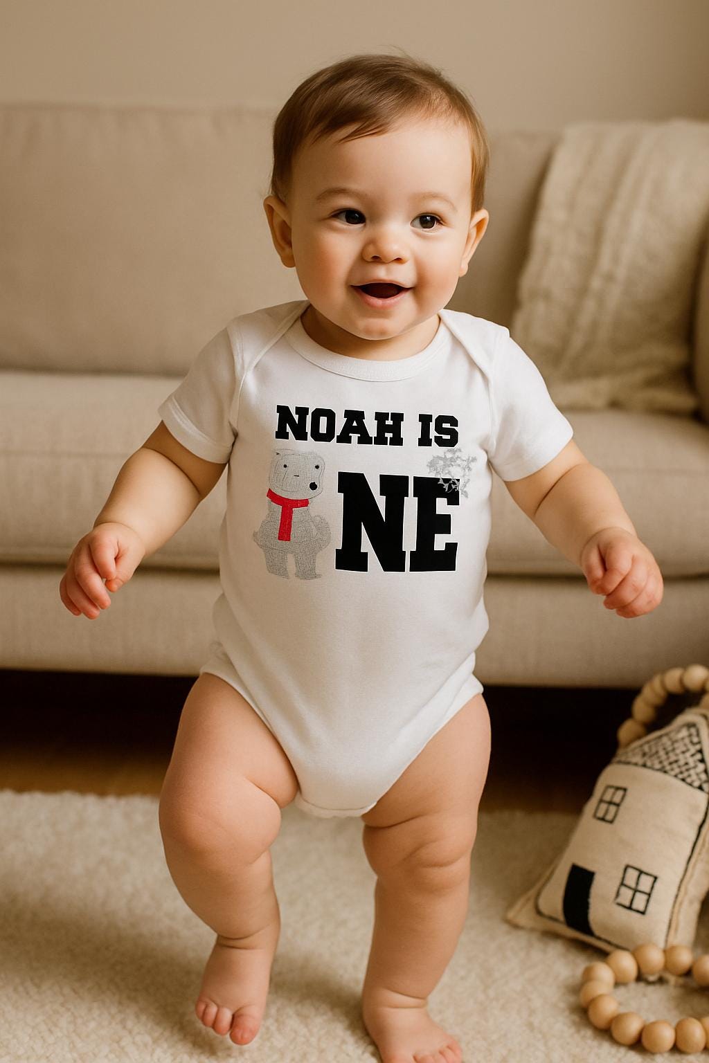 Custom Polar Bear Birthday Shirt, Winter First Birthday Tee, Gift for Boys, Baby Shower