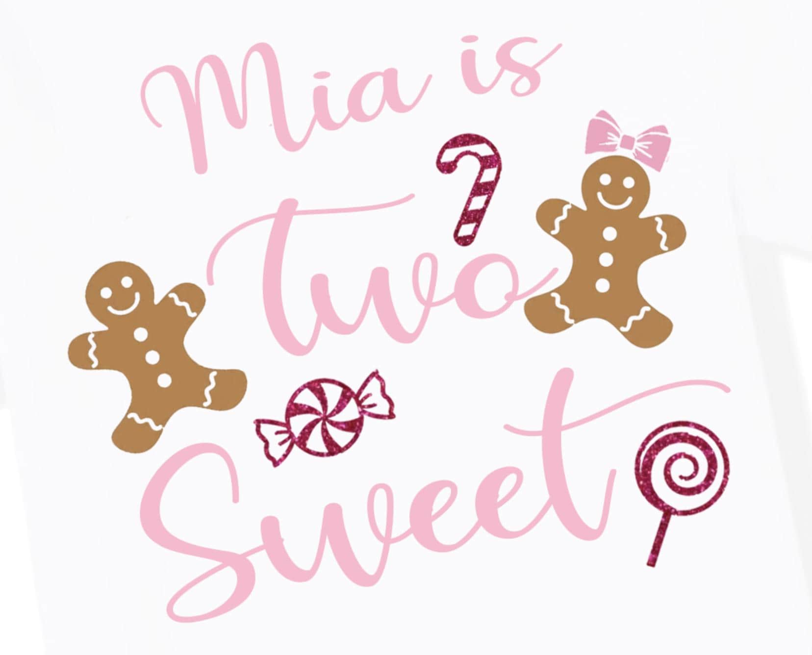 Sparkly Two Sweet, 2nd Birthday, Christmas Theme, Gingerbread Girl Shirt, Sparkle Bellbottoms, Matching Hairbow