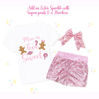 Sparkly Two Sweet, 2nd Birthday, Christmas Theme, Gingerbread Girl Shirt, Sparkle Bellbottoms, Matching Hairbow