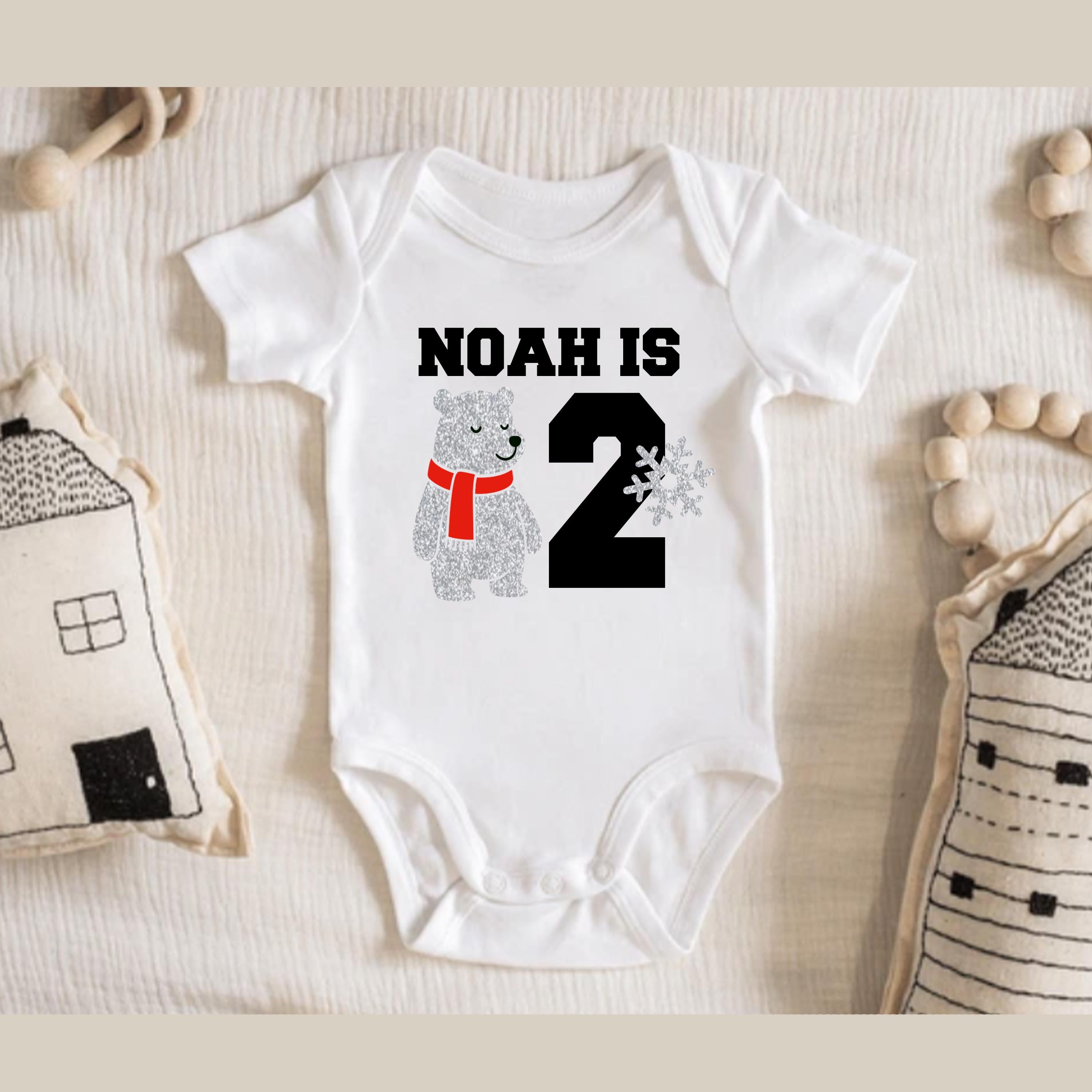 Custom Polar Bear Birthday Shirt, Winter First Birthday Tee, Gift for Boys, Baby Shower