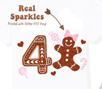 Custom Gingerbread Birthday Outfit, Custom Sparkle Glitter Shirt, Sequin Bellbottoms, Hairbow